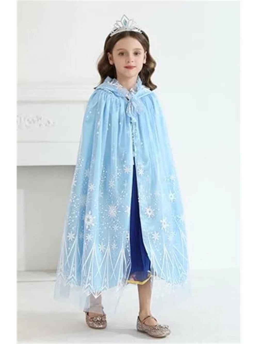 Kids Cape Snowflake Hooded Cloak Play Halloween Costume